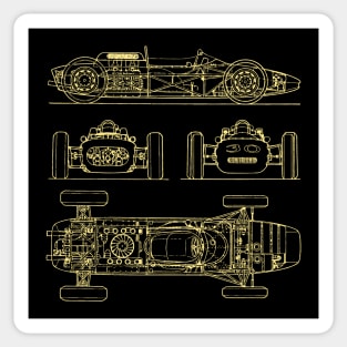 f1 car old blueprint Sticker